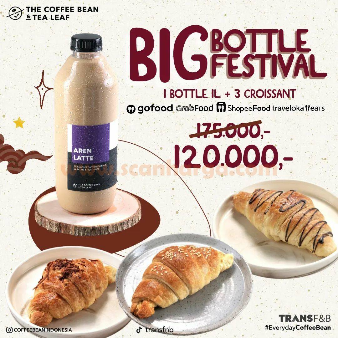 The Coffee Bean Promo Big Bottle Festival – 1 Drink + 3 Croissant only 120K
