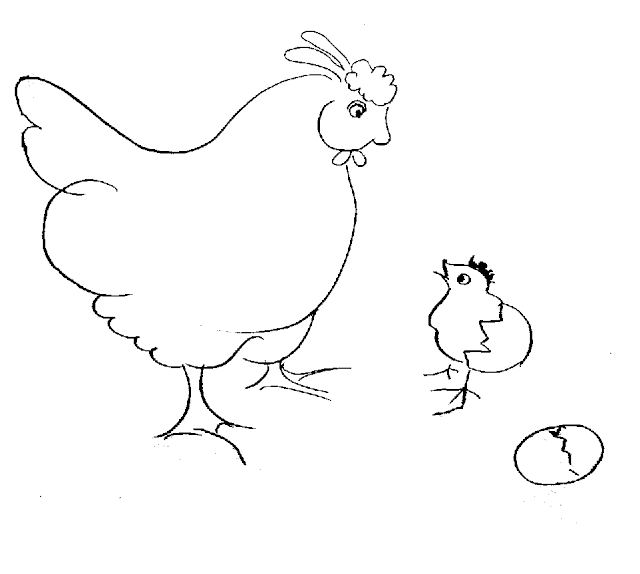 Hen And Chicken Mom Baby Drawing Free wallpaper