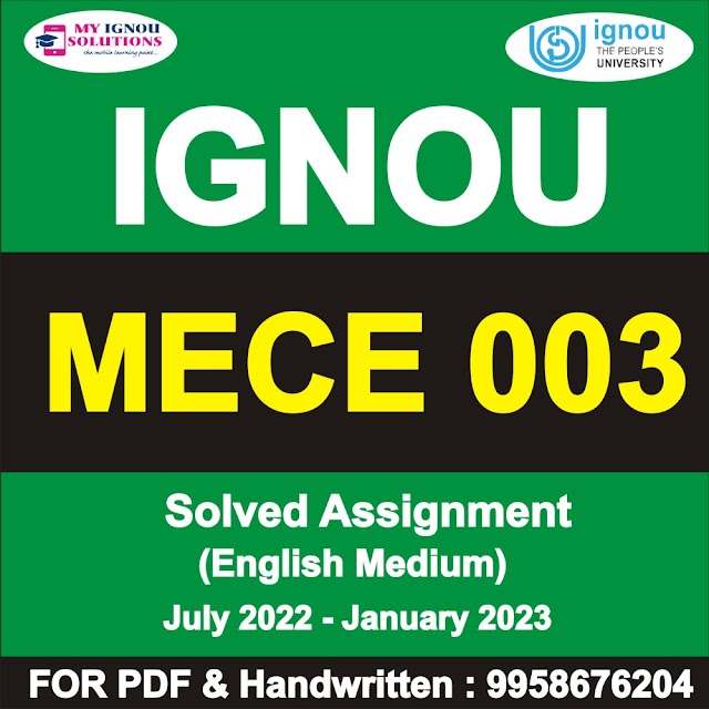 MECE 003 Solved Assignment 2022-23