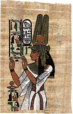 Papyrus decorated with ancient Egyptian pictures