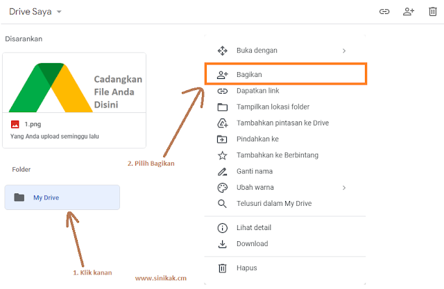 Klik Kanan Pada File / Folder Dan Pilih "Bagikan".