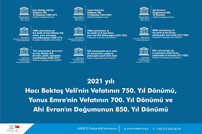 2021 Yılı UNESCO Hacı Bektaş Veli, Yunus Emre ve Ahi Evran Yılı İlan Edildi