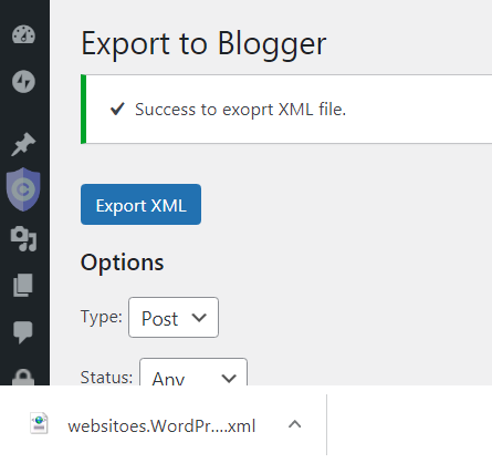 succes-export-xml-wordpress-to-blogger