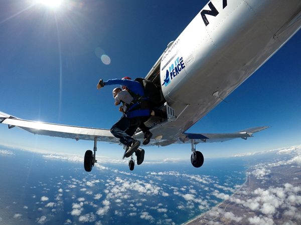 Celebrating my 39th birthday by doing a tandem skydive above Oceanside, California, on October 4, 2018.