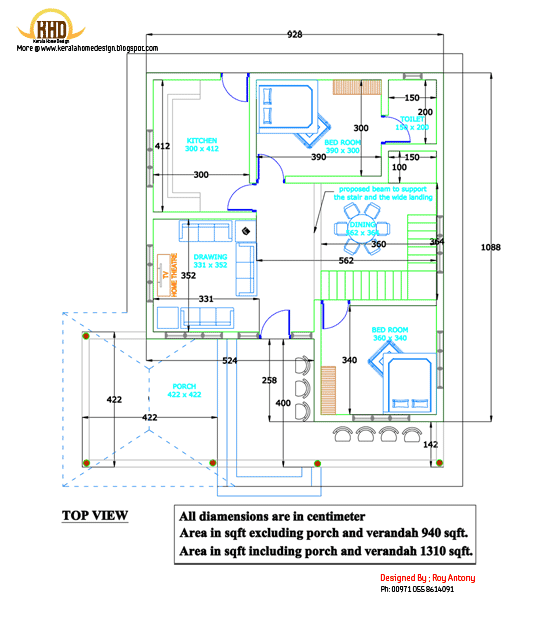free house plans in 2d drawings - Top View Plan - March 2012