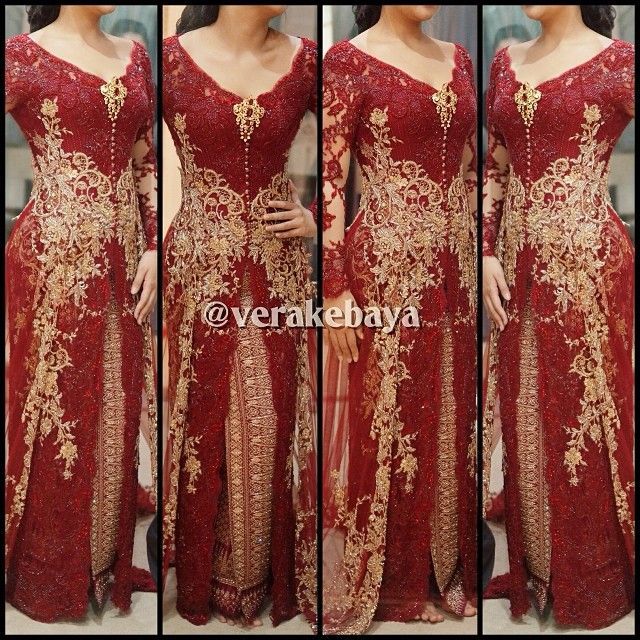 16 model vera kebaya warna merah modern terbaru cantik 