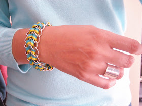 Tutorial Pulsera de triple cadena y cordón / wrapped chain bracelet DIY / Tuto bracelet à trois chaines