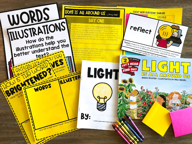 May read alouds for second grade that integrate light waves, sound waves, and STEM for second grade.  Teach literacy skills illustrations and words, point of view, character response, problem and solution, ask and answer questions, and more!  Read aloud activities, anchor charts, and crafts for the end of the year!