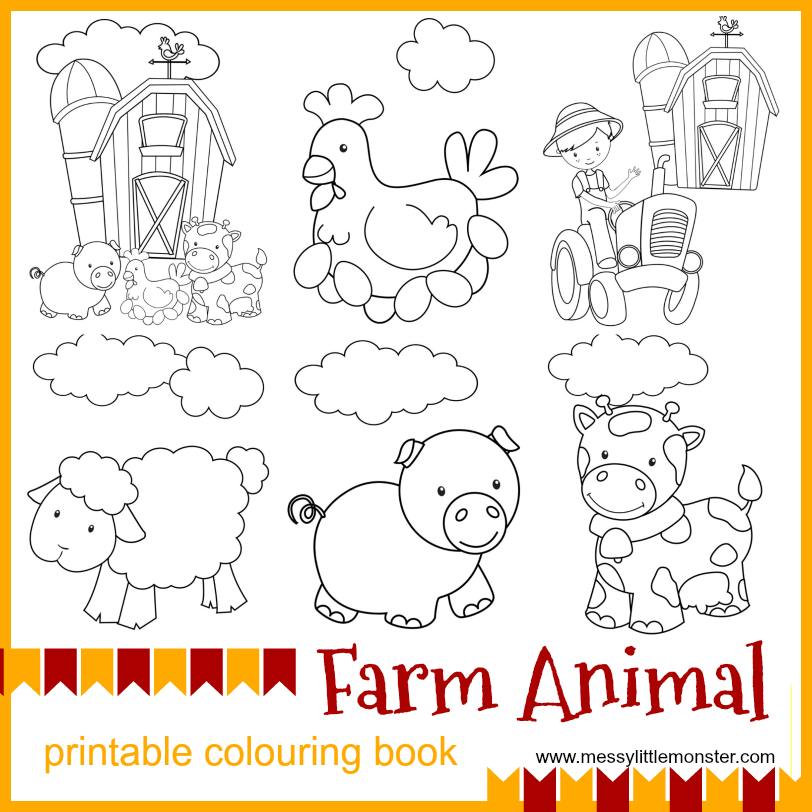 Download Farm Animal Printable Colouring Pages - Messy Little Monster