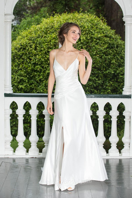 spaghetti-straps-open-back-ruched-bodice-simple-wedding-dress