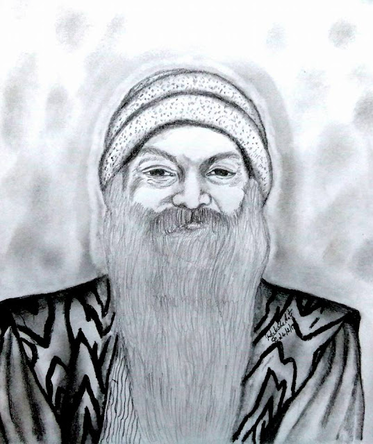 PENCIL DRAWING - OSHO RAJNEESH