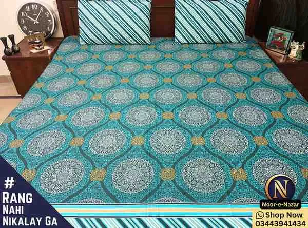 Buy Pure Cotton King Size Bed Sheets Online in Pakistan | D20
