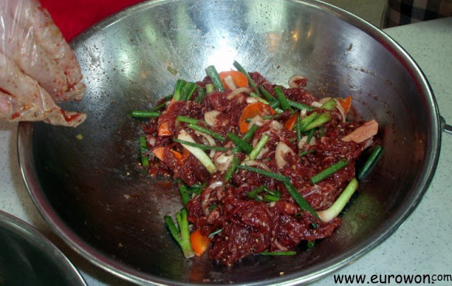 Carne preparada para cocinar bulgogi