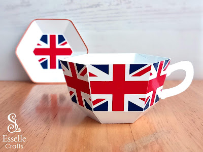 Union Flag Teacup and Saucer by Esselle Crafts