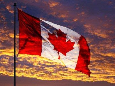 the Canadian flag waving.