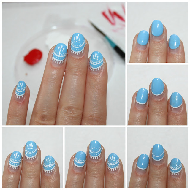 Spring Lace Baby Blue Nail Art