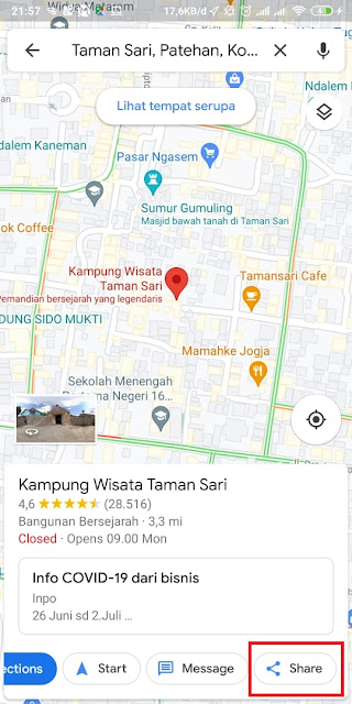 Cara Share Lokasi Google Maps ke WA 8