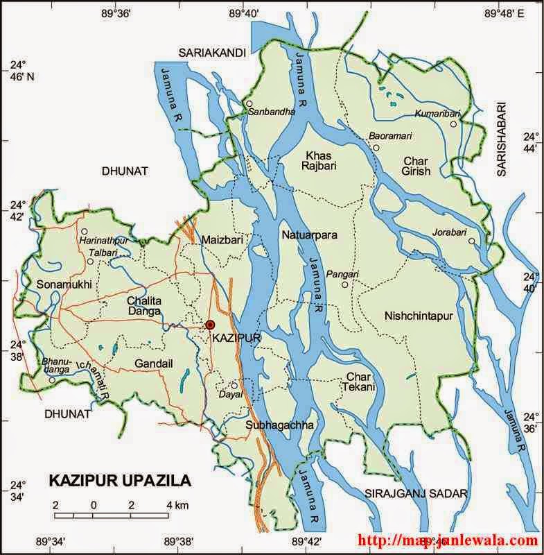 kazipur upazila map of bangladesh
