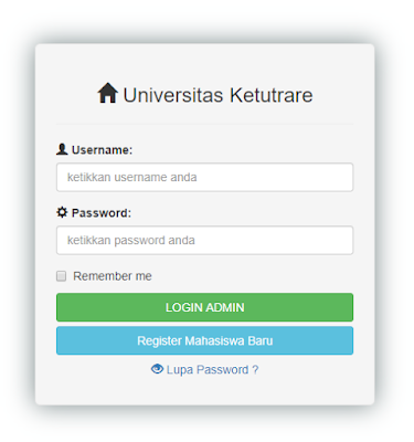 Contoh Form Login dan Registrasi Mahasiswa menggunakan Bootstrap