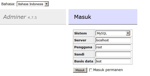 Remote Database Dengan Adminer - root93