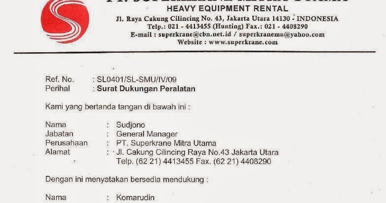 Contoh Surat Dukungan Distributor  Pengadaan (Eprocurement)