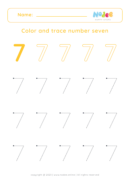 Free Printable Number Tracing Worksheets - number seven
