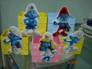 Children parties, Smurfs centerpiece decorations