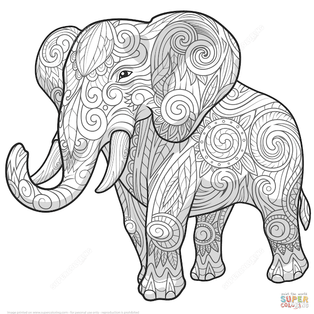 Elephant Mandala Coloring Pages With Adult Archives