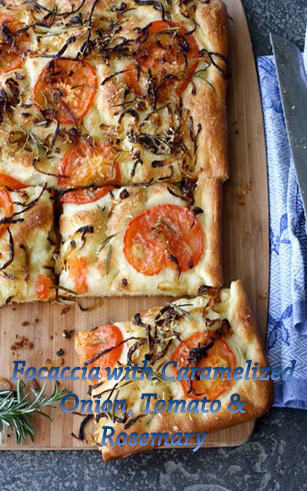 This focaccia recipe, topped with caramelized onions and tomatoes, is inspired by a trip to Italy and a meeting with a kind-hearted Italian grandmother. Ingredients 1 package dry yeast 1 cup warm water 1 teaspoon honey 2 1/2 cups all-purpose flour 2 teaspoons kosher salt divided 1/2 cup plus 1 tablespoon olive oil divided 1 large onion thinly sliced 1 medium tomato cut into 1/4-inch slices 2 sprigs fresh rosemary needles removed from stem 1/3 cup packed finely grated Parmesan cheese Instructions In a medium bowl, stir together yeast, warm water, and honey. Let rest until yeast blooms and bubbles form on top, about 10 minutes. Stir in flour, 1/4 cup olive oil and 1 teaspoon kosher salt. Turn the dough onto a well-floured surface and knead until dough is smooth, 5 to 10 minutes. Place dough in a lightly oiled bowl, cover with a kitchen towel or plastic wrap, and let rest in a warm place until dough doubles in size, about 1 hour. Preheat oven to 450 degrees F. Remove dough from bowl and press it into a lightly oiled 9- by 13-inch baking sheet until it touches the edges. Using your finger, poke holes all over the dough. Drizzle the dough with 2 tablespoons olive oil. Let rest until the dough becomes puffy, about 20 minutes. Heat 1 tablespoon olive oil in a large skillet set over medium heat. Add onion slices, cover and cook until onion is golden brown, stirring occasionally, about 20 minutes. Top the dough with tomato slices, caramelized onions, rosemary, Parmesan cheese, and salt. Drizzle with remaining 2 tablespoons olive oil. Bake until the focaccia is golden brown, about 20 minutes. Remove from oven and allow to cool on a rack. Cut into pieces and serve.