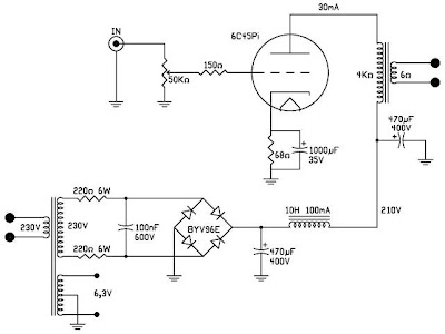 shematic-Single-Ended-Class-A-Power-Amplifier-using-6C45Pi
