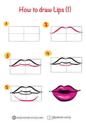 some easy techniques for drawing lips, accompanied by step-by-step images to guide you through the process.
