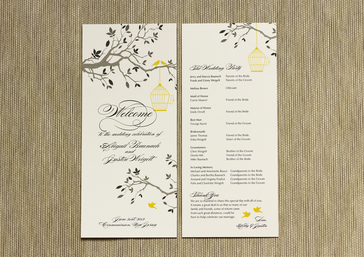 What to include in your wedding program?  Citrus Press Co 