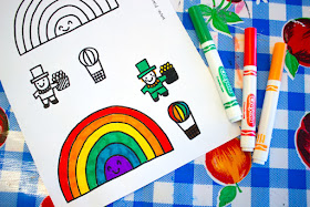 St. Patrick's Day Rainbow Paper Pull Craft for Preschoolers- Print out free printable, color, and then make this fun moveable paper craft with your kids!