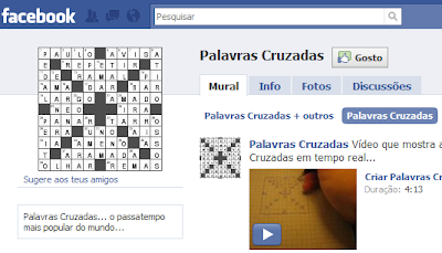 Facebook: Página para fãs de Palavras Cruzadas