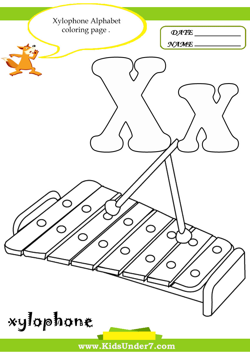 kids under 7 letter x worksheets and coloring pages