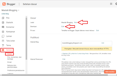 Cara Mengganti Judul dan Deskripsi Blog 1