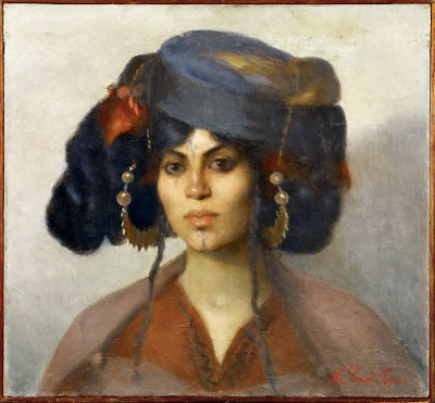 Marie Caire, Tête de femme de Biskra, 1899, huile sur toile, 52 x 57 cm, Musée du quai Branly - Jacques Chirac, Paris (artips.eu)