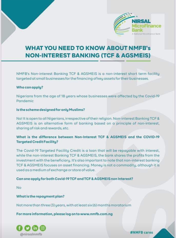 What You Need To Know About Nmfb's Non-interest Banking (Tcf & Agsmeis)