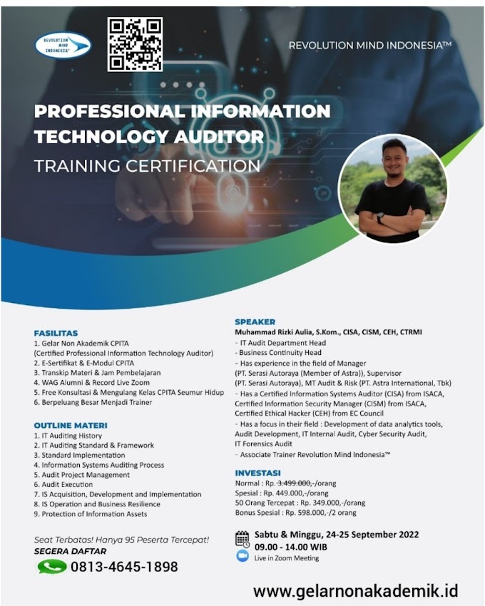 WA.0813-4645-1898 | Certified Professional Information Technology Auditor (CPITA) 24 September 2022