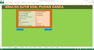 Tampilan Awal Aplikasis Analisis Soal Pilihan Ganda