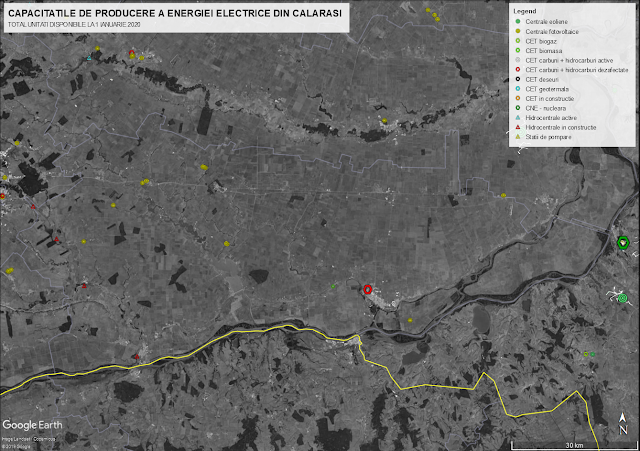 Unitati de producere a energiei electrice din judetul Calarasi in anul 2020.
