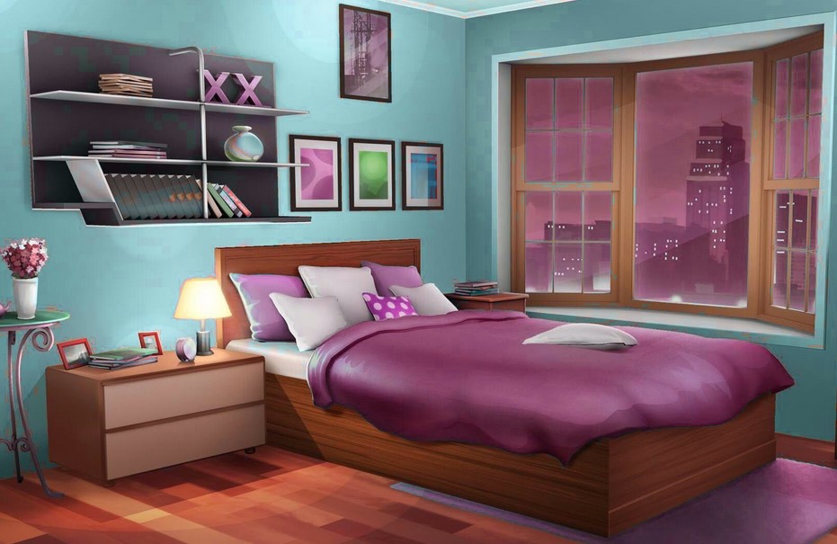 Anime Room Background Japanese Platform Bedroom Sets