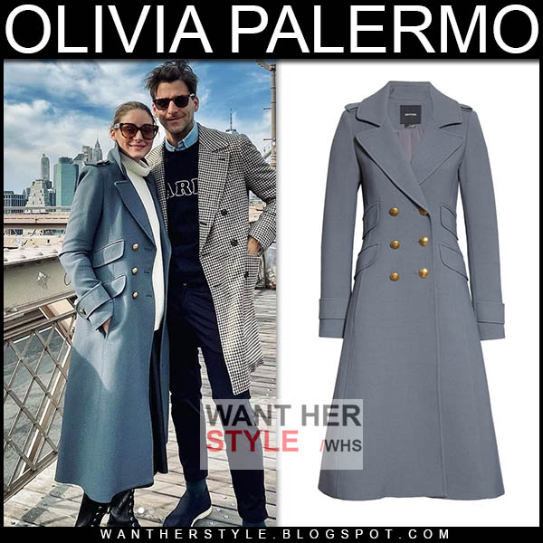 Olivia Palermo in long grey wool coat