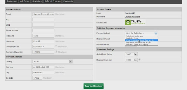 ExoClick Earnings and Payments