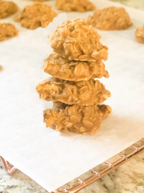 Peanut Butter No Bake Cookies are a fast and easy recipe that is perfectly sweet with brown sugar and loaded with oatmeal.