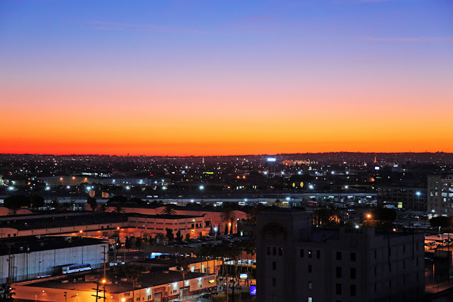 Photo of Los Angeles at sunset as seen from the roof
