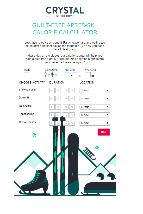 Calorie counter for your ski holidays