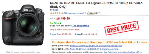 Cheap Nikon D4 best price 2012