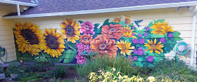 flower mural, house exterior mural, home mural, custom mural, portland mural