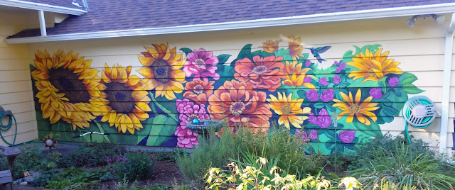 flower mural, house exterior mural, home mural, custom mural, portland mural